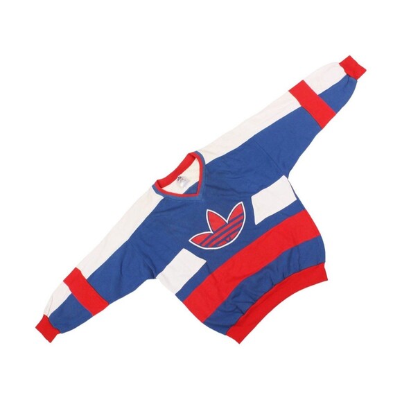 Adidas Vintage Retro 80s 90s Sweatshirt Sweater Big Logo Red Blue White Size XL - Picture 2 of 9